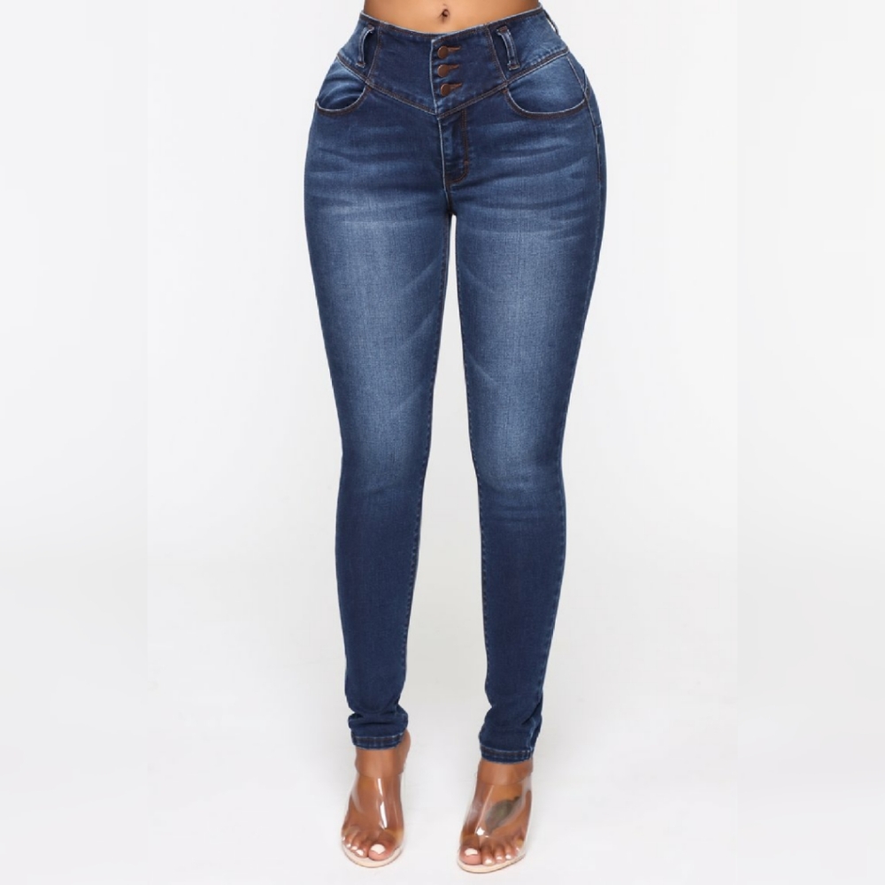 Fashion nova button high waisted skinny jean